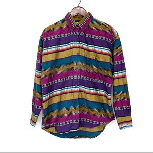 Vintage Cristina Woven Cotton Southwest Button Down Shirt Size Medium